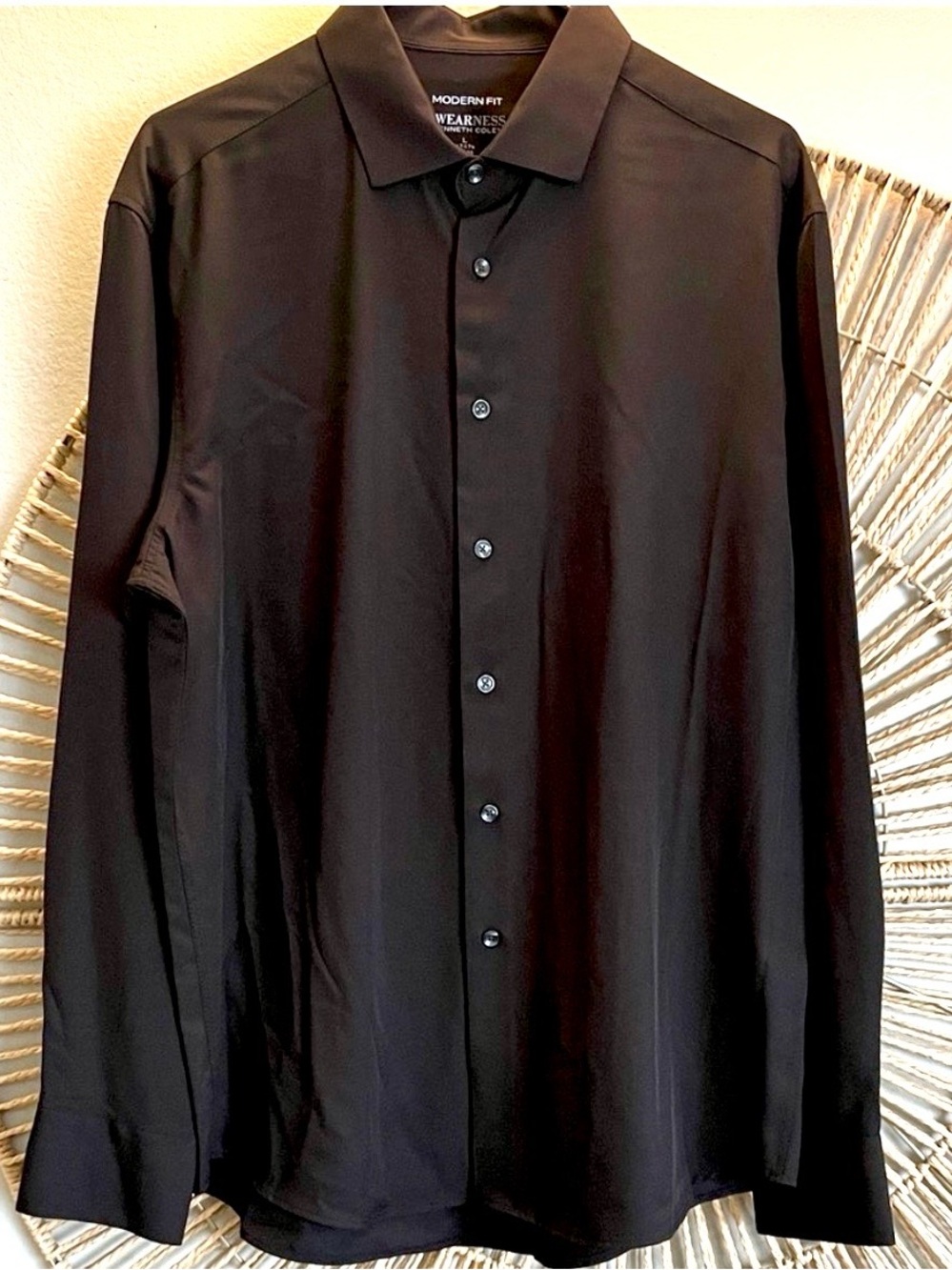 Men’s Kenneth Cole “Awearness” Black Modern Fit Long-Sleeve button down Shirt L